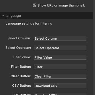 Settings for Feeds data source